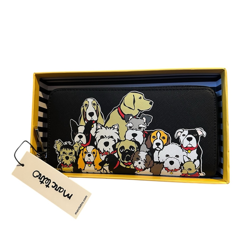 Marc Tetro Dog-Themed Black Zipper Wallet